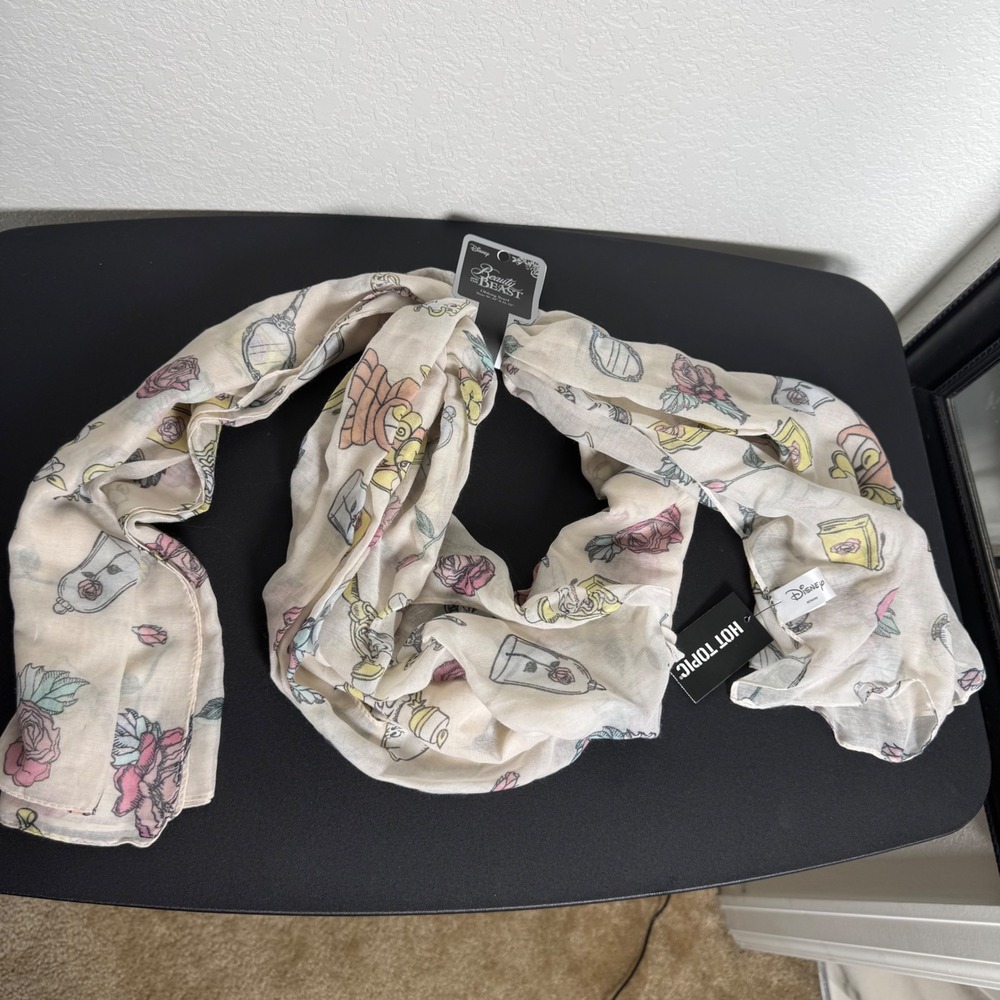 Loungefly Disney Beauty and the Beast Scarf Women OS Cream Floral